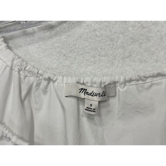 MADEWELL Women's Poplin Flutter-Sleeve Pintuck‎ Mini Dress Small NF911 ($98) - Picture 9 of 11